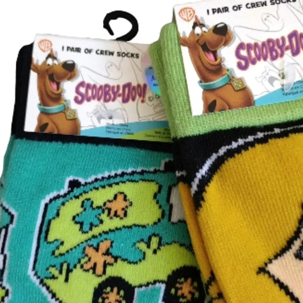 WB 4 Pairs Colorful Neon Scooby Doo Printed‎ Crew Socks NWT
